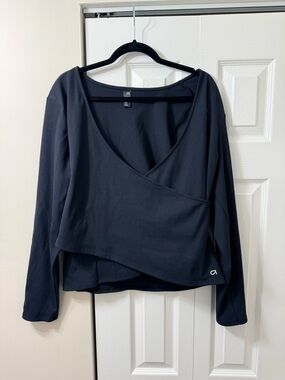 Gap Black Long-Sleeve Wrap Top